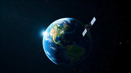 satelite satelites earth communications plante outer space - ai generated