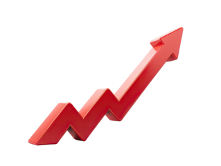 Red upward trending graphic