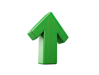 3D rendered green upward arrow