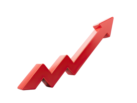 Red upward trending graphic