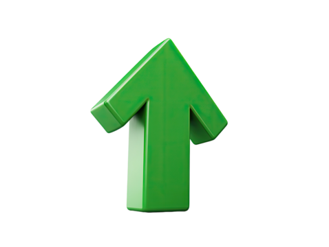 3D rendered green upward arrow