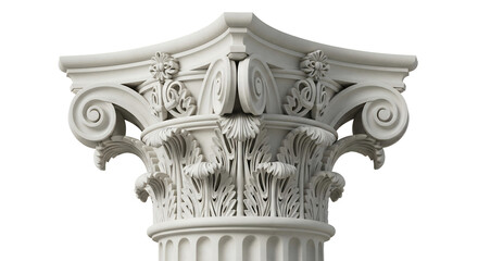 Elegant classical column capital with ornate Corinthian and Ionic elements, perfect for architectural history, legal branding, luxury design, academic presentations, or museum exhibits,