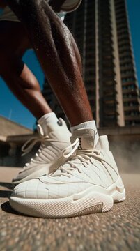 Low Angle Action Shot of Basketball Player in Motion