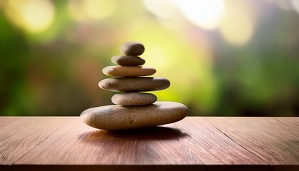 photo of a balanced stack of stones on an empty table