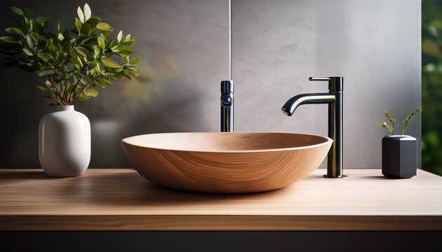 modern bathroom sink with sleek faucet and minimalist design close up shot bathroom decor home