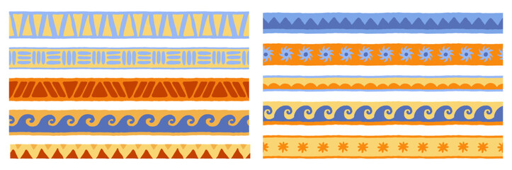 Vector set of linear frames and borders - abstract design elements for decoration or logo design templates in modern minimalist style with copy space for text, boho summer style © venimo