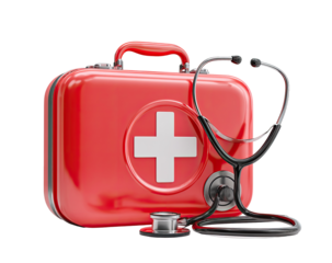 Red medical kit with stethoscope (2)