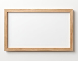 Light-brown wooden picture frame on white background