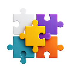Obraz premium Four colorful puzzle pieces interlocking