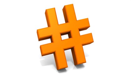 Obraz premium 3D orange hashtag symbol