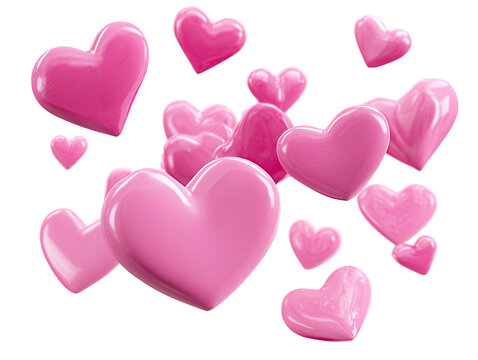 Pink hearts floating on black - Powered by Adobe