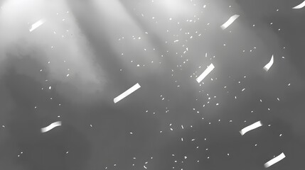Abstract Gray Background Falling Confetti Light Rays