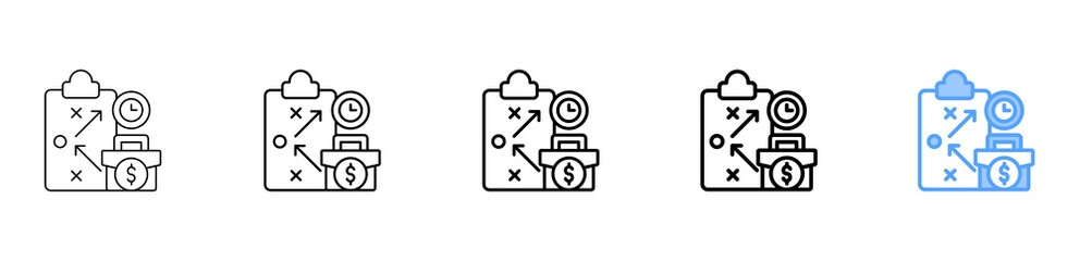 Business Plan Icon Different Style Outline Collection Set 