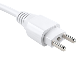 Close-up of a white European power plug