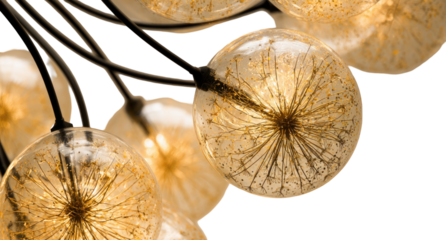 Close-up of decorative glass orbs