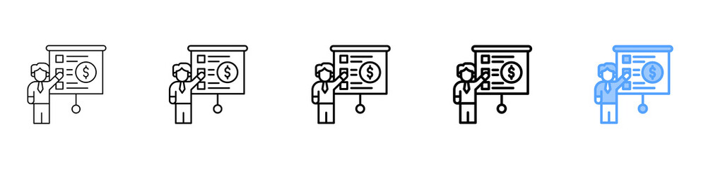 Business Presentation Icon Different Style Outline Collection Set 