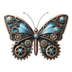 Steampunk butterfly isolated on transparent background
