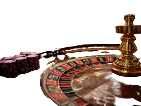 Roulette table with chips