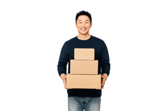 delivery man carrying boxes - Powered by Adobe