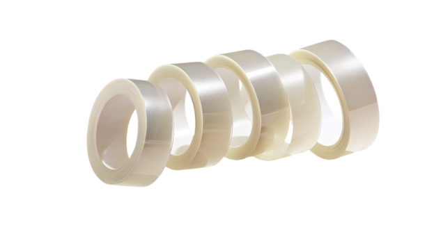 Several rolls of translucent adhesive tape