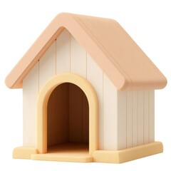 木造住宅のイラスト 白い壁とピンクの屋根 パステルカラーのシンプルなデザイン