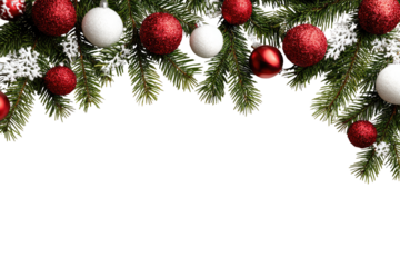 Christmas garland with ornaments and pine branches