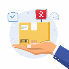 Hand Holding Package With Delivery Icons