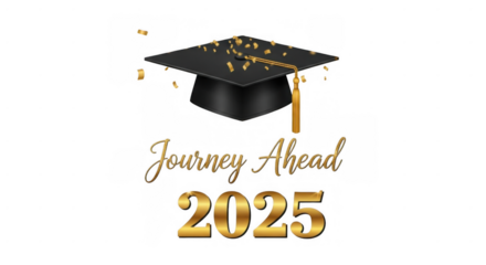 Symbolic graduation concept for class of 2025 with golden confetti showers