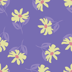 seamless pattern with purple flowers