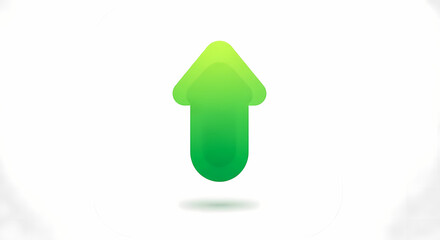 Vibrant green arrow points upward signifying growth, success, and positive progress
