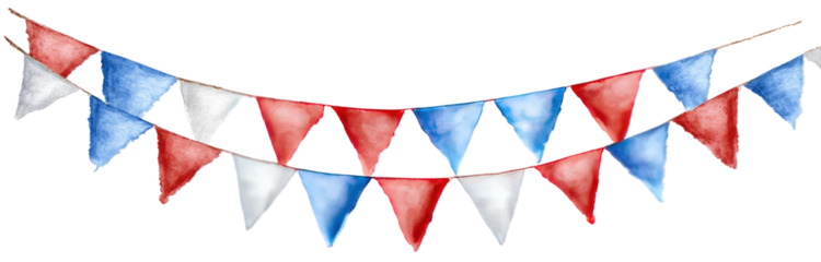 Triangular bunting garland in red, white, and blue