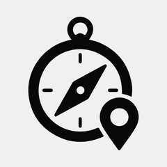Silhouette compass with location pin navigation concept vector illustration