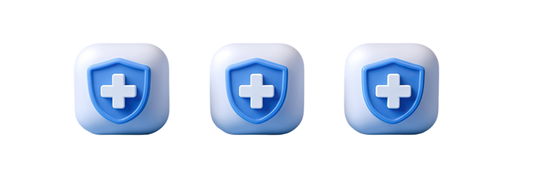 Three 3D medical icons