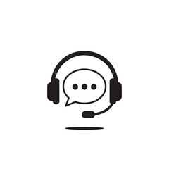 Customer Support Service Icon Vector Illustration with Headset and Speech Bubble for Online Communication and Assistance on White Background