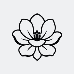 Silhouette detailed magnolia blossom elegant floral minimalist vector illustration