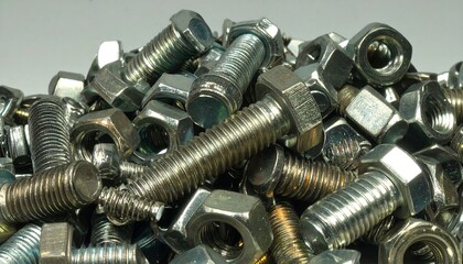 Pile of assorted metal bolts and nuts