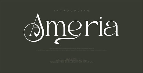 Ameria Elegant Font Uppercase Lowercase And Number. Classic Lettering Minimal Fashion Designs. Typography modern serif fonts regular decorative vintage concept. vector illustration
