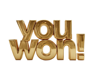 Gold text proclaiming "You Won!
