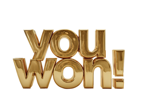 Gold text proclaiming "You Won!