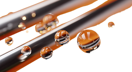 Abstract close-up of water droplets on metallic surfaces