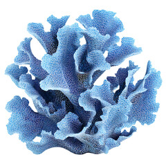 Blue coral shaped abstract design isolated on white background.  
