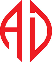 AD letter logo design on White background. AD creative initials letter logo concept. AD letter design.	
