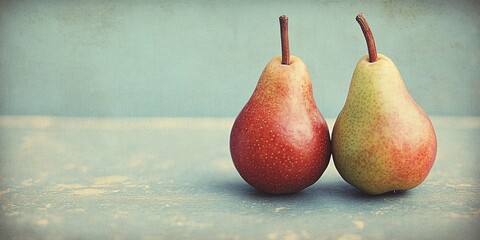 fresh red and green pears on rustic surface for healthy eating and photography concepts
