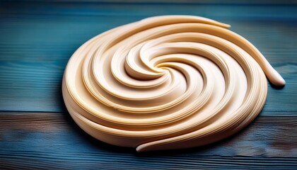 creamy swirls on wooden surface