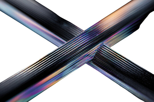 Abstract X-shaped design with vibrant color streaks