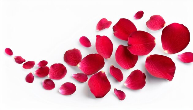 rose petals flying isolated on white background