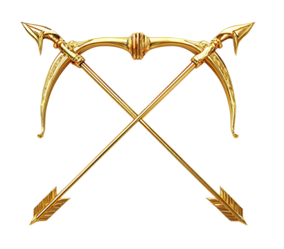 Gold-colored crossed bows and arrows