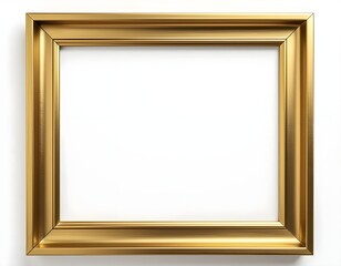 "Simple and modern golden frame with clean metallic edges, thin luxury border design, isolated on white background, realistic gold finish, minimalistic style, suitable for posters, product mockups