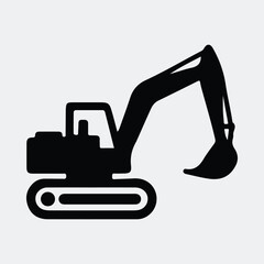 Silhouette excavator construction equipment heavy machinery black vector illustration