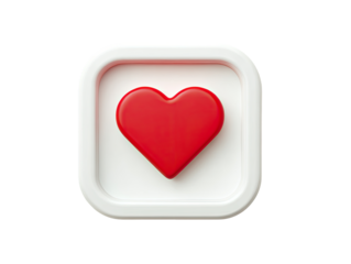 Red heart icon in a white square frame